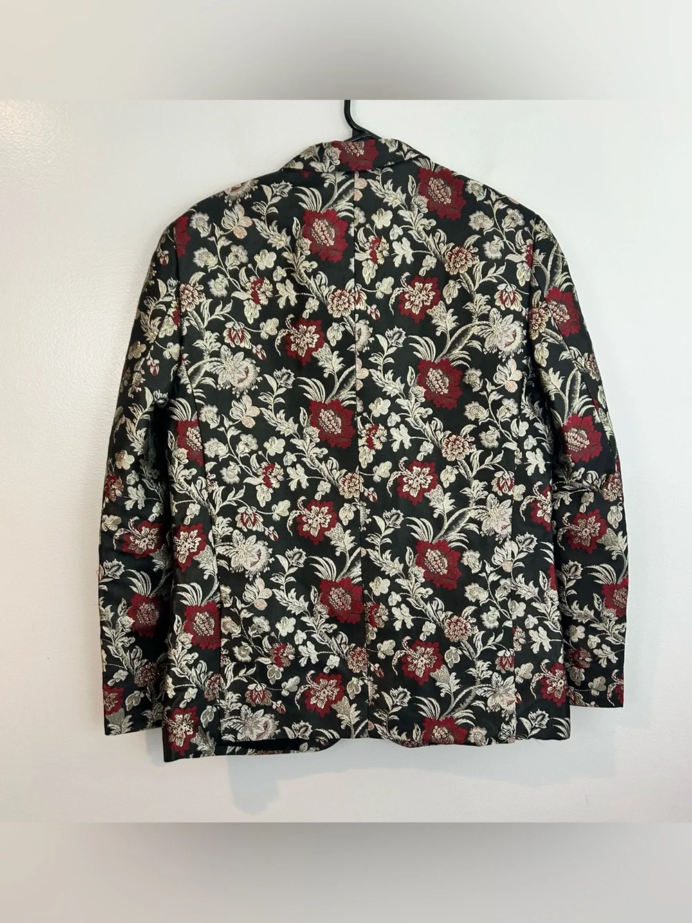 Soul of London Black/Red/Metallic Floral Tuxedo Statement Jacket Size 38 Regular